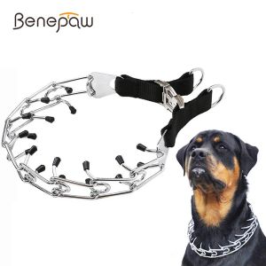 Halsbanden Benepaw Verstelbare Prong Hondentrainingshalsband Choke Pinch Halsband met comforttips voor middelgrote honden Duitse herder Pitbull