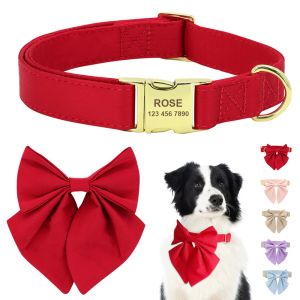 Colliers personnalisés en soie pour chiens | Collier avec nœud papillon doux, collier pour animaux de compagnie, fleur, nœud papillon, collier pour chiot, nom d'identification personnalisé pour petits, moyens et grands chiens