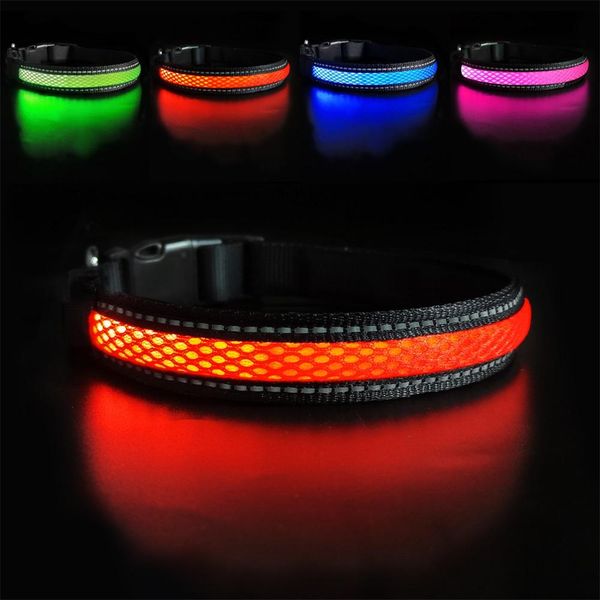 Colliers Collier en nylon pour chien, charge clignotante USB, lumière LED réfléchissante, anti-perte, rechargeable, pour chiens de petite, moyenne et grande taille, fournitures