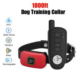 Colliers extra large gamme télécommandée collier électrique rechargeable collier de choc pour chien LCD Affichage entraîneur de chien Trainer 1000 pieds étanche