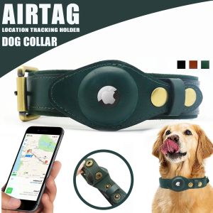 Kragen echte lederen airtag hondenkraag zware hondenkraag met voor airtag houder kast pet gps locatie tracker airtag accessoires