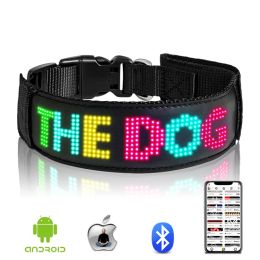 Colliers qui brillent dans la nuit couleur rvb LED collier de sécurité nocturne collier pour animaux de compagnie collier de chien lumineux USB Rechargeable Bluetooth LED collier d'affichage