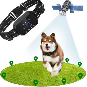 Colliers clôture de chien sans fil GPS, vibration de choc électrique, plage de 1003300 pi, résistance à l'avertissement réglable, rechargeable, animal de compagnie contenant