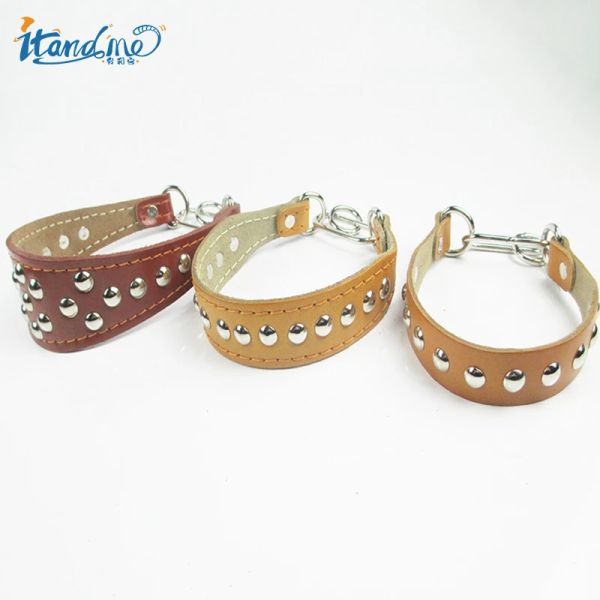 Colliers Collier de dressage de chien de collier de lévrier populaire chaud avec collier en cuir de vache clouté pour petits chiens accessoires de chien de chiot