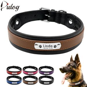 Halsbanden Leren halsband Gepersonaliseerde halsband voor grote grote honden Op maat gegraveerd naamplaatje Pet ID Tag Halsbanden Duitse herder Pitbull