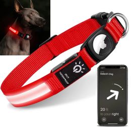 Colliers LED collier de chien lumière USB rechargeable pour Apple Air Tag Tracker cas étanche natation la nuit accessoires de collier de chat de chien de compagnie