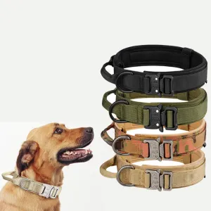 Kragen militaire tactische hondenkraag verstelbare zachte nylon outdoor training k9 kraag met handvat en metalen gesp paste middelgrote grote hond