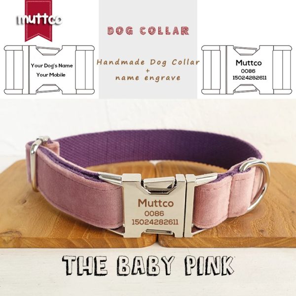 Colliers Muttco Gravé chien collier de marche d'entraînement de marche pour chien Puppy personnalisé Nom de la formation de sécurité rose bébé UDC080