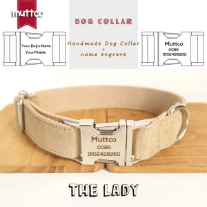 Colliers MUTTCO gravé nom d'animal de compagnie personnalisé ID vente au détail collier de chien auto-conception THE LADY fait à la main 5 tailles collier de chien et laisse UDC027