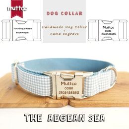 Collars Muttco Laser gegraveerde naam en telefoon Retail Retailing Britse stijl Kraag aangepaste huisdier Nametag De Egeïsche zeehondenkraag 5 maten UDC022