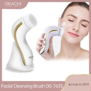 Halsbanden Okachi Gliya Elektrische gezichtsreinigingsborstel Diepe poriënreiniging Gezichtsreiniger Beauty Tool Waterdicht USB Oplaadbaar Goud