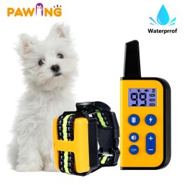Collares PAWING 500M USB Collar de entrenamiento eléctrico para perros Impermeable Remoto Recargable Pantalla LCD Antiladridos para todos los tamaños Herramienta de entrenamiento para mascotas