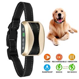 Collares para perros, impermeables, recargables, antiladridos, ajustables, 7 niveles de sensibilidad, vibración, para dejar de ladrar, collares de entrenamiento para perros