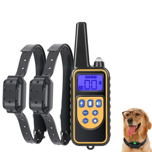 Colliers Entraîneur pour animaux de compagnie dressage de chien bouchon d'écorce collier de dressage de chien en plein air télécommande Rechargeable Vibration étanche 800m collier