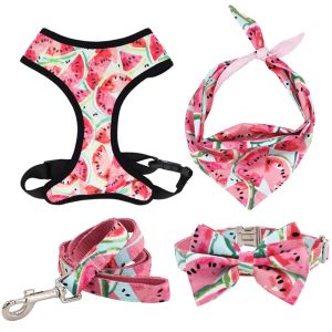 Collares Collar de perro de sandía rosa, pajarita con Metal, Collar para perro grande y pequeño, accesorios para mascotas