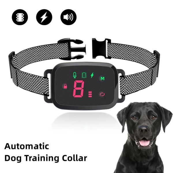 Colliers Collier de chien Anti-aboiement automatique intelligent HD affichage numérique IP67 collier étanche pour chien bouchon d'écorce Rechargeable arrêter d'aboyer