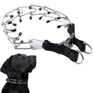 Colliers Collier de chaîne de collier de chien en acier inoxydable avec boucle à dégagement rapide en métal collier de dressage pour chien de taille moyenne et grande avec embouts en caoutchouc