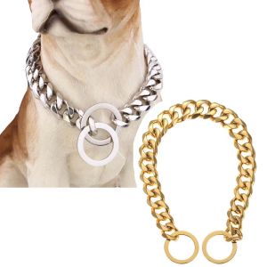 Colliers Collier de dressage pour chien en acier inoxydable, chaîne d'étranglement coulissante de 15 mm pour collier de chien cool idéal pour les grands chiens Pitbull Doberman Bulldog