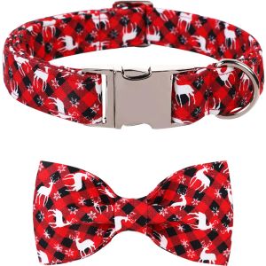 Colliers Style Unique PAWS Collier de chien de Noël personnalisé avec arc rouge à carre