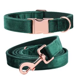 Colliers Style unique pattes velours chien chat collier vert réglable collier et laisse ensemble