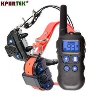 Colliers avec 2 colliers choc / vibration / lumière / son rechargeable étanche-walkie talkie pour chiens 300G34E