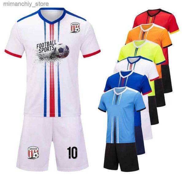 Traje de uniforme de fútbol coleccionable de 2 piezas para hombres y niños, sublimación personalizada personalizada en blanco, kit de camiseta de fútbol para niños, ropa de entrenamiento Q231118