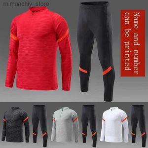 Verzamelbare 2021 Voetbalshirts Sets Lange Seve Survetent Voetbaltenues Heren Kind Hardloopjassen Sporttraining Trainingspak Uniformen Pak Q231118