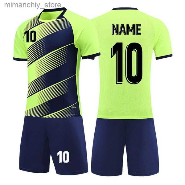 Collectable 2023 Nouveaux maillots de football hommes personnalisés enfants maillot de football imprimé shorts football formation robe chemises sport t-shirt costumes Q231118