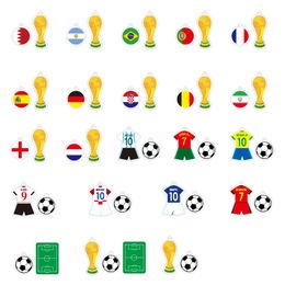 Porte-clés en acrylique à collectionner, maillot de la coupe du monde de football, nom de l'équipe du stade, texte, accessoires de sac créatifs, bricolage à suspendre