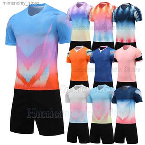Coleccionable personalizado niños hombres camisetas de fútbol conjuntos adultos entrenamiento de fútbol ropa hombres niños uniformes de fútbol camiseta de fútbol juvenil + pantalones cortos Q231118