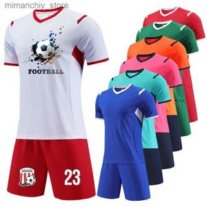 Conjuntos de camisetas de fútbol personalizadas coleccionables para niños Hombres 22/23 New Sty 2 piezas Verano Corto Seve Camisetas Pantalones cortos Uniformes de entrenamiento de fútbol Q231118