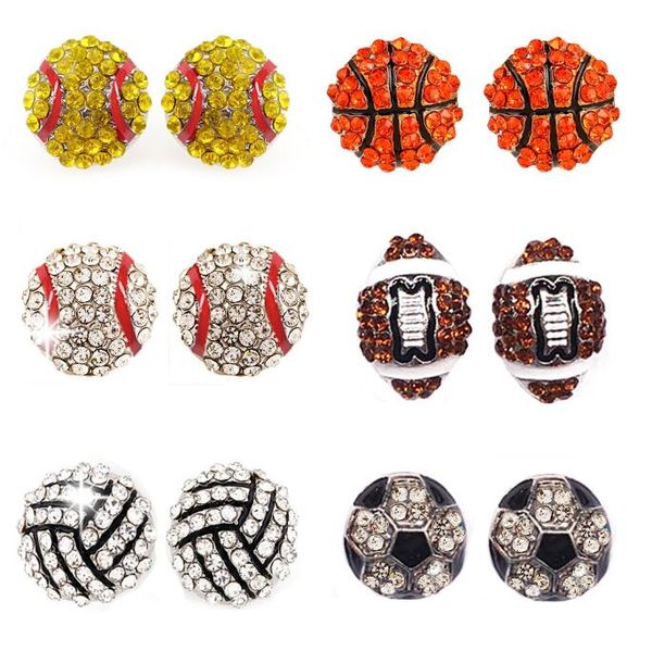 À collectionner pour baseball softball boucle d'oreille goujon bling collier jeu de sport balle post boucles d'oreilles strass basket-ball volley-ball baseball fan de football