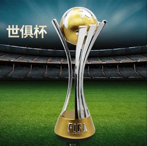 Verzamelbare goudverzilverde hars Club World Trophy Soccer Crafts Cup voetbalfans voor collecties en souvenirs Grootte 41,5 cm