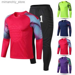 Collectable Nouveaux Hommes Adultes Football Gardien Uniforme Éponge De Protection Longue Seve Enfant Formation Football Gardien De Football Jersey Top Pantalon Q231118