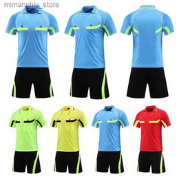 Coleccionable profesional Reree Soccer Jersey Set Adulto Fútbol Uniforme Turndown Collar Juez Camisa Bolsillos Pantalones cortos Árbitro Reree Traje Q231118