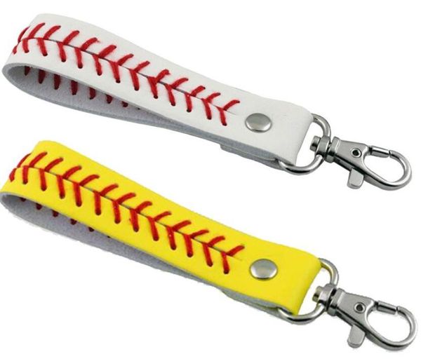 Collecteur PU Leather Creative Design Key Ring Cuir Chains Baseball Softball pour Lady Sac Décorer Pendant Pendre jaune