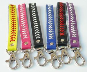 Coueurs PU à collection PU plus de couleurs mixtes conception créative clé en cuir clés chaînes de baseball softball pour dame sac décorer le pendentif blanc jaune