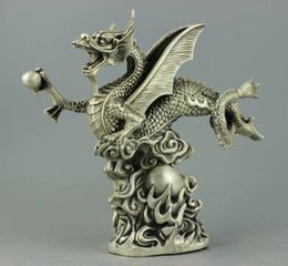 Collectable Silver Bronze Dragon Statue TTT6