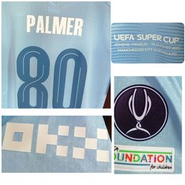 Verzamelbare souvenirs 2023 Super Cup Final Jersey Maillot Palmer Haaland Grealish de Bruyne Player Versie Voetbal Patch Badge Printing