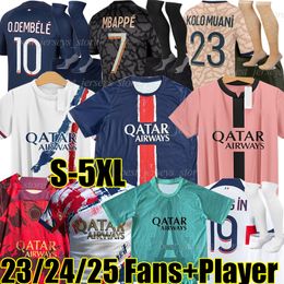 5xl 23/24/25 Maillot de foot 3rd Mbappe voetballen Jerseys Kolo Muani O.Dembele Asensio Hakimi Ugarte Football Shirts 2024 2025 Hommes Enfants Men Kids Kits Socks Lee Kang in