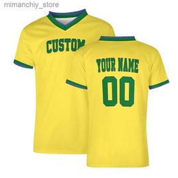 Verzamelbare gele voetbalshirts voor heren Aangepaste voetbal-T-shirts Mesh Sportkleding Teamgame Grote maten kleding Cool Sneldrogend trainingskleding Q231118