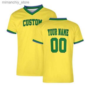 Maillot de football pour hommes jaunes à collectionner T-shirts de football personnalisés Mesh Sportwear Team Game Plus Size Vêtements Cool Séchage rapide Vêtements d'entraînement Q231118