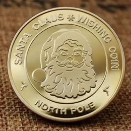 Collectible Gold Santa Claus ing geplateerde souvenir Noordpoolcollectie Geschenk vrolijk kerstferent Coin FY3608