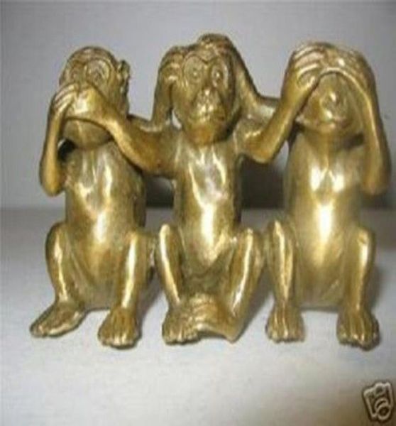 Objets de collection en laiton voir Speak Hear No Evil 3 petites statues de singe 3143771