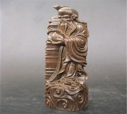 Objets de collection chinois bois de bois d'agar de bois statue sculptée Fu lu Shoulongevity1173569