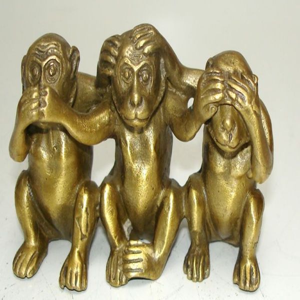 Collection Brass Voir Parler N'entendez Aucun Mal 3 Statues de Singe grand2888