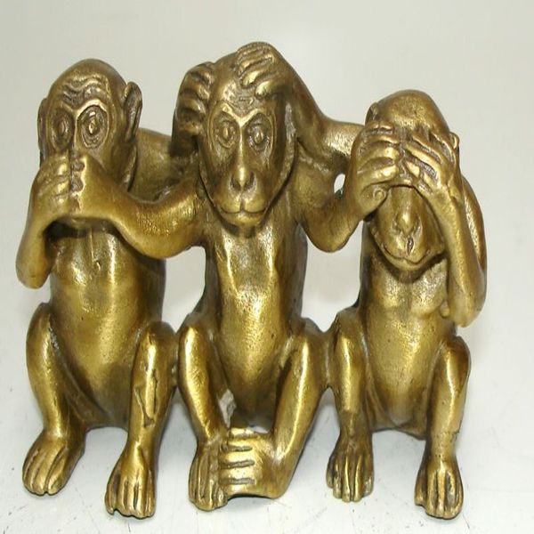 Collection Brass Vier Parler N'entendez AUCUN MAL 3 Statues de Singe Grand2590