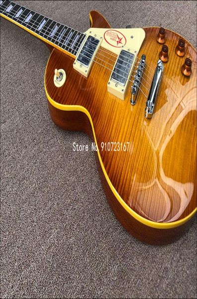 Collecteurs 1959 Flame Maple Top Buterscotch Sunburst Guitar Guitar Pickguard Pickguard Pickguard Body Yellow Boding TUILP TUner8537067
