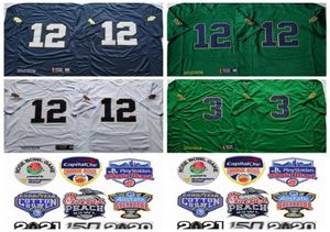 College 12 Tyler Buchner 3 Joe Montana Jerseys University Football Green Blanc Navy Blue Away Aways Tous pour les fans de sport High3888716