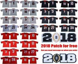 Collège 2019 Men039s UGA 1 Sony Michel 11 Jake Fromm 7 DAndre Swift 3 Roquan Smith Gurley Nick Chubb Eason Football universitaire Jer5622699